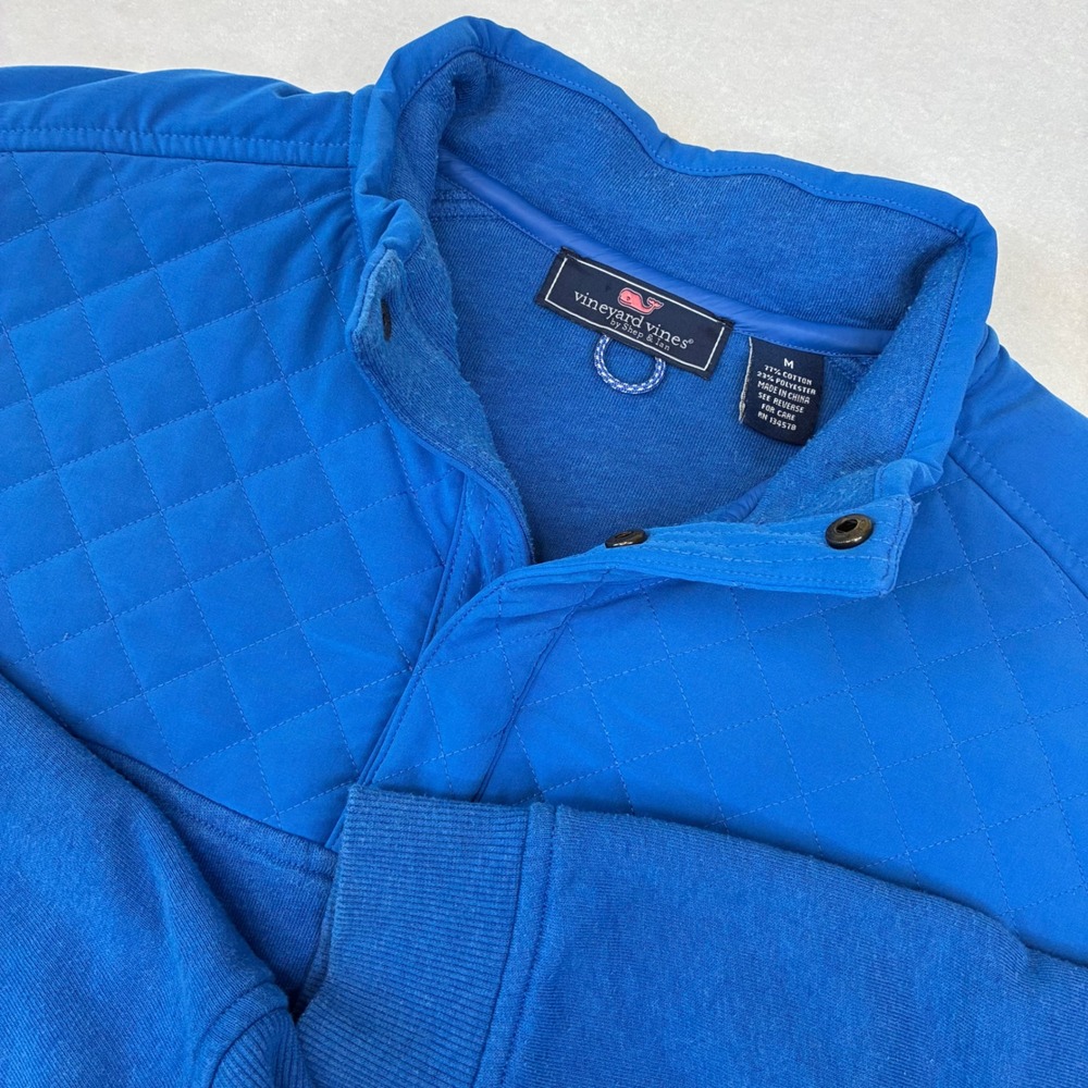 Vineyard Vines Pullover Men M Blue Quilted Quarter Snap Sweatshirt Preppy